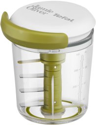 Tefal K16441 Jamie Oliver Chop & Shaker | ohne Strom | Fassungsvermögen: 450 ml | Multizerkleinerer | Universalzerkleinerer für Gemüse, Obst, Zwiebeln, Nüsse, Knoblauch | weiß/grün