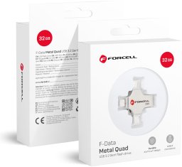 Pendrive 32GB USB 3.2 Gen 1 (USB A / USB C / Lightning / Micro USB) Forcell F-Data Metal Quad srebrny