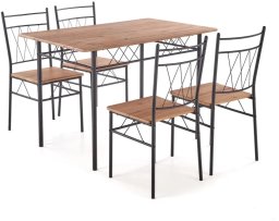 Zestaw FAUST stół + 4 krzesła dąb naturalny/czarny HALMAR