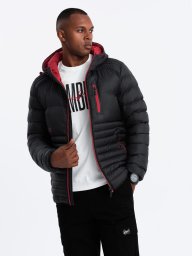 Nylonowa pikowana kurtka męska w stylu sportowym  czarna V3 OM-JALP-0187 M