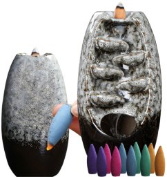Kominek zapachowy ceramiczny wodospad kadzidło aromaterapia + 10 knotów