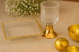 Patera szklana 21x21 cm złota AP144345