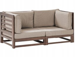 Sofa ogrodowa dla 2 osób TRANI Modułowy Certyfikowane drewno akacjowe Ciemnobrązowy