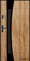 Drzwi zewnętrzne Saturn 02 ciepłe 72mm, 90 Dąb Turner z czarną ościeżnicą