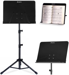 PrzydaSie SUPRIMO D3 statyw stojak pulpit do nut regulowany składany czarny 82-146 cm do 10 kg
