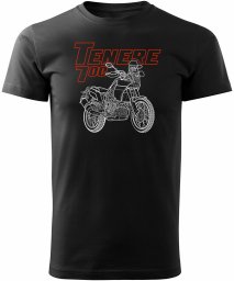 Koszulka motocyklowa z motocyklem Yamaha Tenere 700 męska czarna REGULAR XL