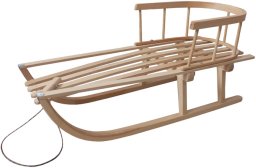 Sanki drewniane z oparciem i sznurkiem