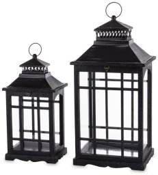 Lampion Drewniany Komplet 2 szt. Dekoracja do Wnętz Gotycka