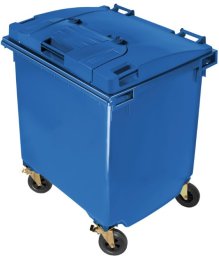 Pojemnik do segregacji odpadów na kółkach, pokrywa w pokrywie WEBER- pojemność 1100 l(kolor: niebieski)