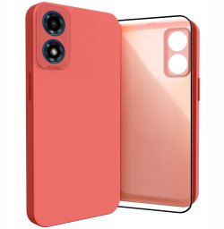 Etui do Motorola Moto G04 / G24 / E14 (Osłona Kamery, Czerwone)   Szkło 9H
