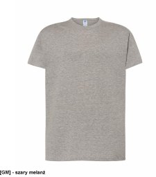 T-shirt JHK TSRA 150 - męski z krótkim rękawem wzmocniony lycrą ściągacz, 100% bawełna, 155-160g - szary melanż 5XL