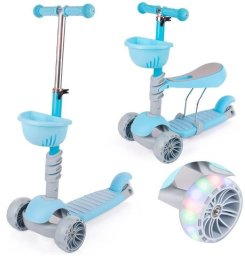 Hulajnoga z siodełkiem 2w1 trójkołowa led