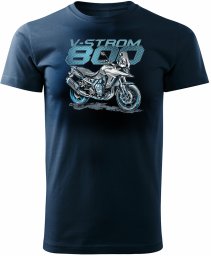 Koszulka z motocyklem na motor Suzuki V-strom Vstrom 800 męska granatowa REGULAR M