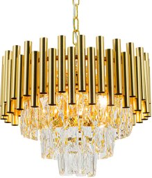 Kryształowa lampa wisząca Bari 6230/4 TR glamour okrągła złota