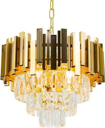 Zwisowa lampa pałacowa Valetta 6268/4 TR do jadalni glamour złota