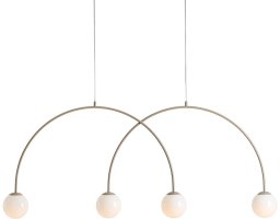 Szklana lampa wisząca Una 1116L17_L kulista łuk wielopunktowa metal beżowa