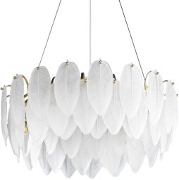 Lampa wisząca glamour PIUMA ST-6289-6 Step do jadalni biała mosiądz