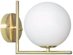 Kinkiet Abruzzo Ścienna lampa kula Milano ABR-KRR-E14 szkło metal złoty biały