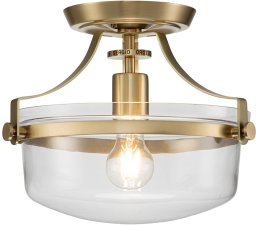 Lampa sufitowa Quoizel Rustykalna lampa sufitowa Penn Station QZ-PENN-STATION-F-BB przezroczysta mosiądz