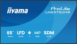 iiyama LH6575UHS-B2AG signage display Płaski panel Digital Signage 163,8 cm (64.5") LCD Wi-Fi 500 cd/m² 4K Ultra HD Czarny Procesor wbudowany Android 11 24/7