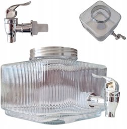 SŁÓJ SZKLANY 3l DO NAPOJÓW Z KRANIKIEM PŁASKI DO LODÓWKI