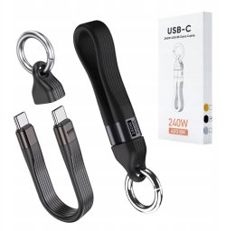 ECOBOX KABEL 240w TYP-C DO TYP-C SMYCZ WISIOREK DO TELEFONU CZARNY