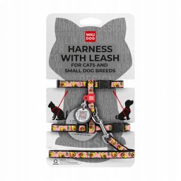 Collar WauDog Nylon Szelki se smyczą nylonowe anatomiczne w kształcie litery H, z QR-paszportem, plastikowy fastex, wzór AWOKADO NA RÓŻU, rozmiar XS