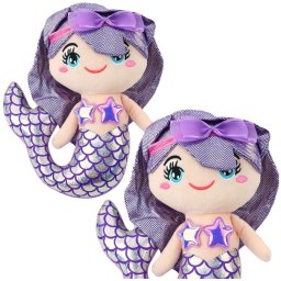 Pluszowa Syrenka Przytulanka Holograficzny Ogon Fioletowa 25cm LEAN Toys