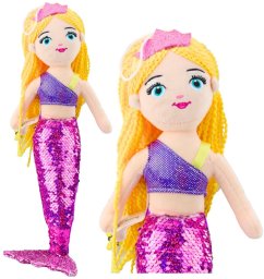 Pluszowa Syrenka Przytulanka Ogon W Cekiny Fioletowa 48cm LEAN Toys