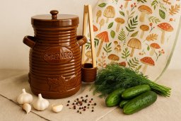 Pojemnik ceramiczny 3,5 L na ogórki ze szczypcami Smacznego 3163