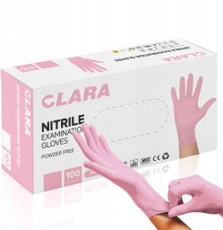 Clara Rękawice nitrylowe bezpudrowe CLARA, 100 szt., rozmiar L, różowe