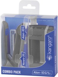 Zszywacz Kangaro Zestaw zszywacz Nowa-35 + dziurkacz Aion-10G, pudełko z zawieszką, metaliczny szary
