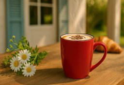 Kubek ceramiczny 320 ml czerwono-biały