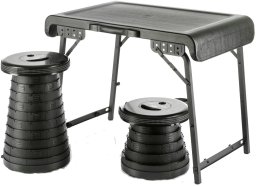 WEDO Camping Set 1 Tisch und 2 Teleskophocker NXT schwarz