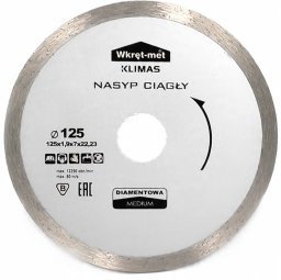 TARCZA DIAMENTOWA DO CIĘCIA NA NA MOKRO Z NASYPEM CIĄGŁYM TDP-125M 125&nbsp;mm WKRĘT-MET KLIMAS