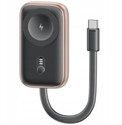 Inductive charger for Apple Watch Usams CD245 2-in-1 with 1200mAh powerbank + USB-C cable tarnish