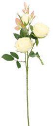 Sztuczna gałązka róża 67 cm biała