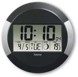 Hama ZEGAR ELEKTRONICZNY ŚCIENNY Z DCF ISCHIA Z TRMOMETREM CZARNY