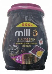 MILL PROFESSIONAL Kapsułki 2k. do prania czarnych i ciemnych Tkanin, ochrona koloru, skuteczność w 30°C, 70 szt. (opak.zb 4 szt.)