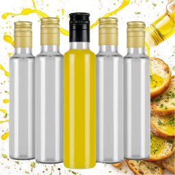 50x Butelki Szklane DORICA 250ml BEZBARWNA SZKLANA BUTELKA Na Oliwę NALEWKI