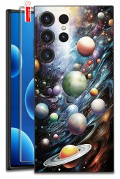ETUI do Samsung Galaxy S24 Ultra | WZORY | SILIKONOWE MATT CASE + SZKŁO 9H