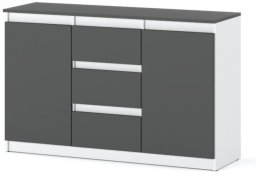 Komoda Do Salonu Nowoczesna 120cm Agnes Plus 3 Szuflady Biała Szara Mat