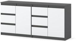 Komoda Szafka 160cm Zestaw 6 Szuflad Pojemna Salon Sypialnia Szary Biały