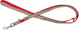 Smycz dla psa, wz�r folk, regulowana, ta�ma, 16MM/220CM czerwona