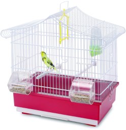 Ava, klatka, dla ptak�w, bia�a/r�owa, 42x26x42 cm