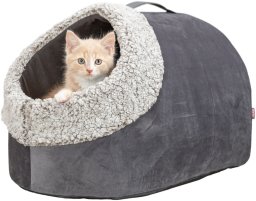 Calida, legowisko zamkni�te, dla kota, szare/bia�o-czarne, 50 � 30 � 35 cm, z wk�adk� odbijaj�c� ciep�o