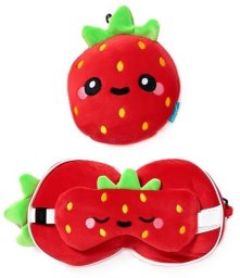 Poduszka podróżna i maska na oczy Strawberry