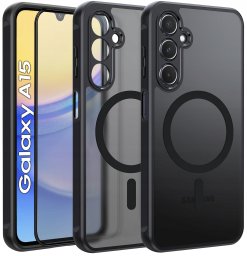 Etui do Samsung A15 do MagSafe MATT CASE WZMACNIANE 360 Szkło 5D PREMIUM