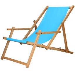 Leżak ogrodowy, drewniany z 3-stopniową regulacją, plażowy, balkonowy niebieski UNIWERSALNY