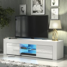 Szafka RTV Loom 130cm ONE FURNITURE - Biały Laminat & Połysk